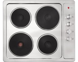 Aura® Elektrische Kookplaat 4 Pits - Elektrische Fornuis - Elektrische Kookplaat Vrijstaand - 4 Kookzones - Kinderslot - Wit - ‎51cm x 59cm x 8cm