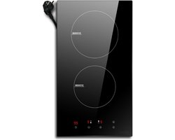 Aurixi® Elektrische Kookplaat 2 Pits - Elektrische Fornuis - Elektrische Kookplaat Vrijstaand - 2 Kookplaten 30 cm - Kinderslot - Zwart -52 cm x 29 cm x 6 cm