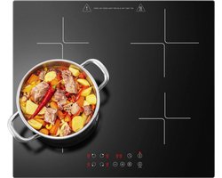 Aurixi® Elektrische Kookplaat 4 Pits - Elektrische Fornuis - Elektrische Kookplaat Vrijstaand - 4 Kookzones - Kinderslot - Zwart - 52cm x 59cm x 6cm