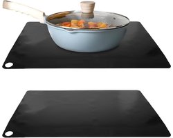 Beschermmatten inductiekookplaat 35x25 cm vierkant - siliconen glasvezelmateriaal - vuurvaste onderlegger - 2 stuks