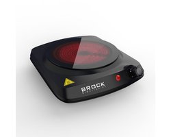 BROCK 1-Pits Infrarood Elektrische Kookplaat – 1200W Compact Kooktoestel met Temperatuurregeling – Zwart – Ø17,7 cm