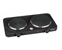 Brock Elektrische Kookplaat 2 Pits – 2500W – Compact Vrijstaand Fornuis Voor Thuis, Studio & Vakantie – Zwart