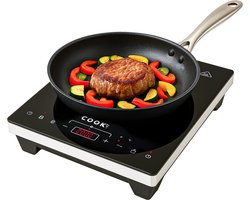 COOK-IT Inductie Kookplaat - 1 Pits - 2000W - Touchscreen - Timer - 10 Standen - Zwart