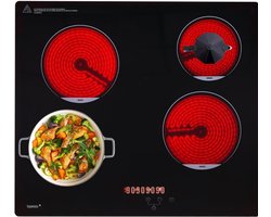 Core® Elektrische Kookplaat 4 Pits - Elektrische Fornuis - Elektrische Kookplaat Vrijstaand - 4 Kookzones - Kinderslot - Zwart - 68cm x 63cm x 11cm