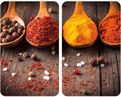 Curry Glass kookplaatbescherming set van 2 - kookplaatafdekking - keramische of inductiekookplaat - gehard glas - 30 x 08 x 52 cm - meerkleurig - keukenaccessoires - spatbescherming