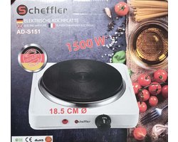 Elektrische Kookplaat - 1-pit - 1500 watt - 18.5 CM - Wit - Scheffler - Electric Hot Plate - German Product