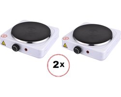 Elektrische kookplaat - Kookplaat vrijstand - Wit - 1 pits - 1000W - 2 Stuks