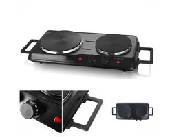Emerio Elektrische Kookplaat - 2 Pits - 2500W - Regelbare Thermostaat - Indicatielampje - 15.5cm + 18.5cm Diameter - HP-114482.7 Zwart
