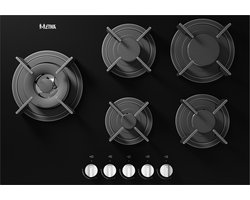 ETNA KGG870ZTA - Gaskookplaat - Gas-op-glas - 75 cm - Zwart