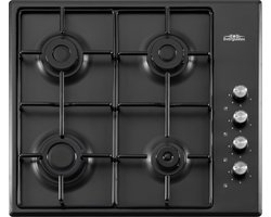 Everglades EVFH8010 - Opzet Gaskookplaat Zwart - 4 Pitten - Vonkonsteking - Vlambeveiliging - 5 Jaar Garantie