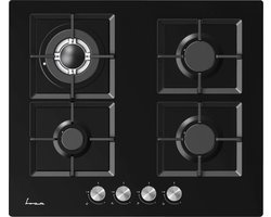 Fram FBH-M4IWF-GBK Inbouw Gaskookplaat – 60 cm – 4 Branders – Wok – Elektronische Ontsteking – 5 Jaar Garantie – Zwart Glas