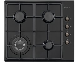 Fram FBH-V4IWF-RBK Inbouw Gaskookplaat – 60 cm – 4 Branders – Wok – Elektronische Ontsteking – Vlambeveiliging – Retro Design – 5 Jaar Garantie – Victoria Grijs Glas