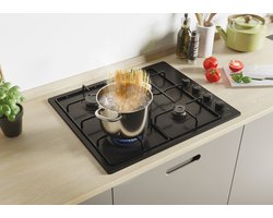 gaskookplaat 60cm 4 pits zwart - candy - chw6lbb