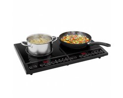 Golermo Dubbele Inductiekookplaat – 2 Pits – 4000W – Energiezuinig – 8 Vermogensstanden – Timer – Zwart