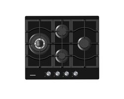 Heinner HBH-M452IWFGBK Inbouw Gaskookplaat 60 cm – 4 Branders – Wok – Gietijzeren – Elektronische Ontsteking – Veiligheidsbeveiliging – Zwart Glas – 5 Jaar Garantie