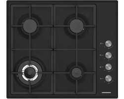Heinner HBH-S4IWF-BK Inbouw Gaskookplaat – 4 Branders met Wokbrander – Elektrische Ontsteking – Veiligheidsbeveiliging – Zwart – 5 Jaar Garantie