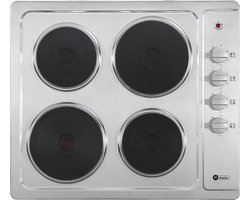 Helvetia Elektrische Traditionele Inbouwkookplaat HTT4MF55X1 + aangesloten 2 Fase Perilex stekkerkabel - Draaiknoppen - 4 Pitten