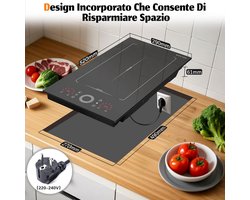 Inductie Kookplaat Vrijstaand - Elektrische Kookplaat 2 Pits - Keramische - Dubbele Plaat