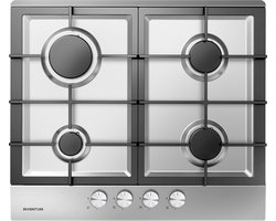 Inventum IKG6023GRVS Inbouw Gaskookplaat met 4 Branders Zwart/RVS