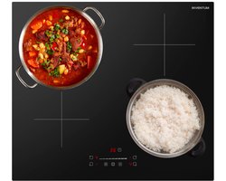 Inventum IKI6008 inbouw inductiekookplaat 60 cm - 1-fase - 4 kookzones - Boost - Timer - Kinderslot - Randloos - Elektrische kookplaat 4 pits - Zwart