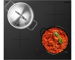 Inventum IKI6028MAT matte inbouw inductiekookplaat - 1- of 2-fase - 60 cm - 4 kookzones - Boost - Timer - Kinderslot - Randloos - Elektrische kookplaat 4 pits - Mat Zwart