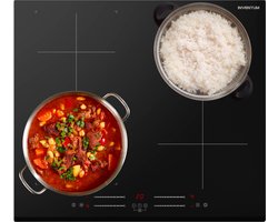 Inventum IKI6035 inbouw inductiekookplaat 60 cm - 1- of 2-fase - 4 kookzones - Bridgefunctie - Boost - Timer - Kinderslot - Facetrand voorzijde - Elektrische kookplaat 4 pits - Zwart