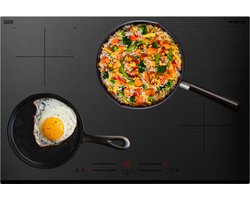 Inventum IKI7735MAT matte inbouw inductiekookplaat 77 cm - 1- of 2-fase - 4 kookzones - Bridgefunctie - Boost - Timer - Kinderslot - Facetrand voorzijde - Elektrische kookplaat 4 pits - Mat Zwart