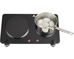 Inventum KP602B elektrische kookplaat 47 cm - 2-pits 15/18 cm - 1-fase plug en play - 7 standen - 750/1500 W - Vrijstaand - Zwart