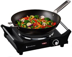 KitchenBrothers Elektrische Kookplaat - 1 Pits - 1500W - Zwart