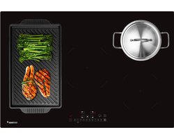 KitchenBrothers Inductie Kookplaat - Inbouw Inductieplaat - 80 cm - 1 Flexzone + 3 Zones - 1 en 2 Fase - Zwart