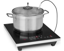 Klarstein Cook n Roll Kochplatte Induktionskochfeld Einzelkochfeld, 2000W, Kochfeld: 26 cm Ø, 10 Temperaturstufen, 6 Garprogramme, SousVide Funktion, HeatControl: inklusive Thermometer, schwarz – geschikt voor thuisfitness en sportschoolgebruik, duur