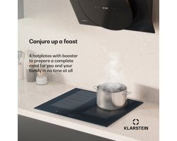 Klarstein Delicatessa 60 inductiekookplaat – 4-zone inbouwkookplaat, 7.000 W met flexzone en thermoboost, schuifregelaar, kinderslot, zwart glaskeramisch design van 59 cm