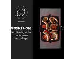 Klarstein Delicatessa - 90 Flex- Inbouw Kookplaat - Inductie - 5 Kookzones - 7400W - Minimaal Energieverbruik - Glaskeramische Kookplaat - Onderhoudsvriendelijk - Flexibele Kookplaten - Slider-Functie - Krachtig - Elegant Design - Zwart