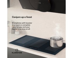 Klarstein Delicatessa 90 inductiekookplaat – 6-zone inbouwkookplaat, 10.500 W met flexzone en boosters, schuifregelaar, timer en kinderslot, zwart glaskeramisch design van 90 cm