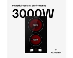 Klarstein Easycook Domino Keramische - Inbouw elektrische kookplaat - 3000W - Draaiknoppen - Zwart