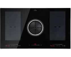 Klarstein Full House 3.0 Downair Inductiekookplaat Met Afzuigsysteem - Downair Kap - Afzuigkap - Inbouw - Zelfvoorzienend - 90 cm - 4 Zones - 2 Flexzones - 7150 W - 655 M³/H Afvoervermogen - EEC: A - Touch Bediening Control -Zwart