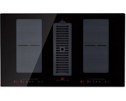 Klarstein Full House Downair Inductiekookplaat Met Afzuigsysteem - Afzuigkap - Tafelkap - Inbouw - Zelfvoorzienend - 88 cm - 4 Zones - Flexzones Met Booster - 7120 W - 477 M³/H Afvoervermogen - EEC: A+ - Touch Bediening Control - Zwart