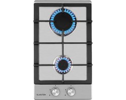 Klarstein Gasherd, Einbau Gaskochfeld, Sabaf Brenner, Gaskochfeld voor Propan/Erdgas, Gasherd Kochfeld, Einbau Gasherd met Sicherheitsventile & Abschaltautomatik, Glaskeramik, 2 Flammig, 30 cm, Silber – geschikt voor thuisfitness en sportschoolgebrui