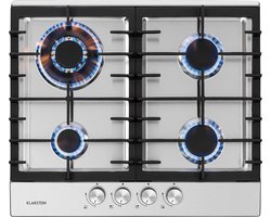 Klarstein Gasherd, Einbau Gaskochfeld, Sabaf Brenner, Gaskochfeld voor Propan/Erdgas, Gasherd Kochfeld, Einbau Gasherd met Sicherheitsventile & Abschaltautomatik, Glaskeramik, 4 Flammig, Silber – geschikt voor thuisfitness en sportschoolgebruik, duur