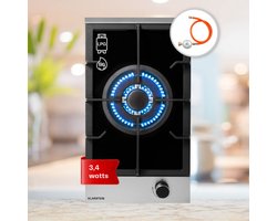 Klarstein Gaskocher 1 Flammig, 3,4 kW Einbau Gaskocher voor Innenbereich, Edelstahl Gaskocher voor Wohnmobil, 1 Flammiger Gaskocher, Moderner Einbau Gasherd, Ein Brenner Gas Herd – geschikt voor thuisfitness en sportschoolgebruik, duurzame constructi