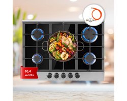 Klarstein gaskookplaat 5-pits, 10,4kW inbouw gaskookplaat voor binnengebruik, roestvrijstalen gaskookplaat voor camper, 5-pits gaskookplaat, moderne inbouw gasfornuis, gasfornuis met vijf branders