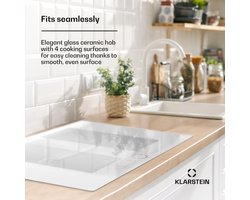 Klarstein Inductiekookplaat 4 Platen - Inbouw Inductiekookplaat Met 4 Kookplaten - 7000 Watt Inductiekookplaat - Inductiekookplaat Met Tiptoetsbediening & Timer - Efficiënte Elektrische Inductiekookplaat - Wit