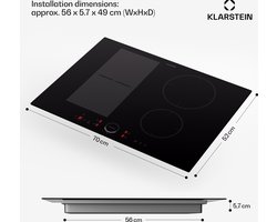 Klarstein Inductiekookplaat - Glaskeramische Kookplaat - 7000W Inductiekookplaat Met 4 Platen - Inbouw Inductiekookplaat Met Tiptoetsbediening En Timer - Moderne Kookplaten Met Oververhittingsbeveiliging - Zwart
