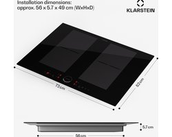 Klarstein Inductiekookplaat - Glaskeramische Kookplaat - 7000W Inductiekookplaat Met 4 Platen - Inbouw Inductiekookplaat Met Tiptoetsbediening & Timer - Moderne Kookplaten Met Oververhittingsbeveiliging - Zwart