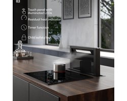 Klarstein keramische kookplaat - 60 cm, 4-pits elektrische kookplaat met touchbediening, 6700 W, timer en kinderslot, warmte-indicator, glazen oppervlak, strak design voor moderne keukens