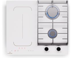 Klarstein MultiChef 4 Induktionskochfeld Mit Gaskochfeld 2 Gas & 2 Induktionszonen, Flexzone, Schieberegler, Stop&Go, Timer, 7 Kw, Weiß, 58,5 Cm Design – geschikt voor thuisfitness en sportschoolgebruik, duurzame constructie, eenvoudig te monteren, i
