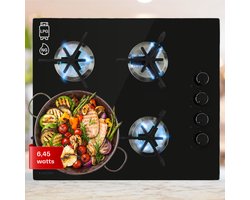Klarstein Trifecta Domino - 3250 W - Gaskookplaat 4-Pits - Triangel-Branders - Glaskeramisch Oppervlak - Efficiënt en Milieuvriendelijk - Eenvoudig En Veilig - Krachtig Vermogen - Gelijkmatige Hitteverdeling - Onderhousvriendelijk - Praktisch - Zwart
