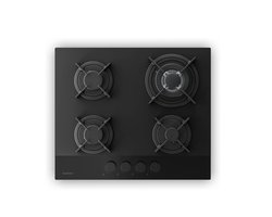 Klarstein Velaire gaskookplaat, 60 cm glas, 4 pitten 8000 W, LPG en aardgas, elektrische ontsteking, vlambeveiliging, makkelijk schoon te maken nanocoating, kookplaatkeukenaccessoire, zwart