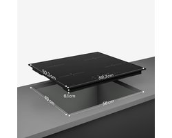 Klarstein Velaire inductiekookplaat - 4-zone inbouw inductiekookplaat, 7000 W boost, touchbediening, timer, kinderslot, warmte-indicator, keramisch glas, 60 cm, zwart