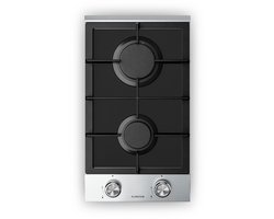 Klarstein Verosteel gaskookplaat, 2 pitten, 4200 W, 30 cm, glas en roestvrij staal, LPG/aardgas, elektrische ontsteking, vlambeveiliging, kookplaatkeukenaccessoire